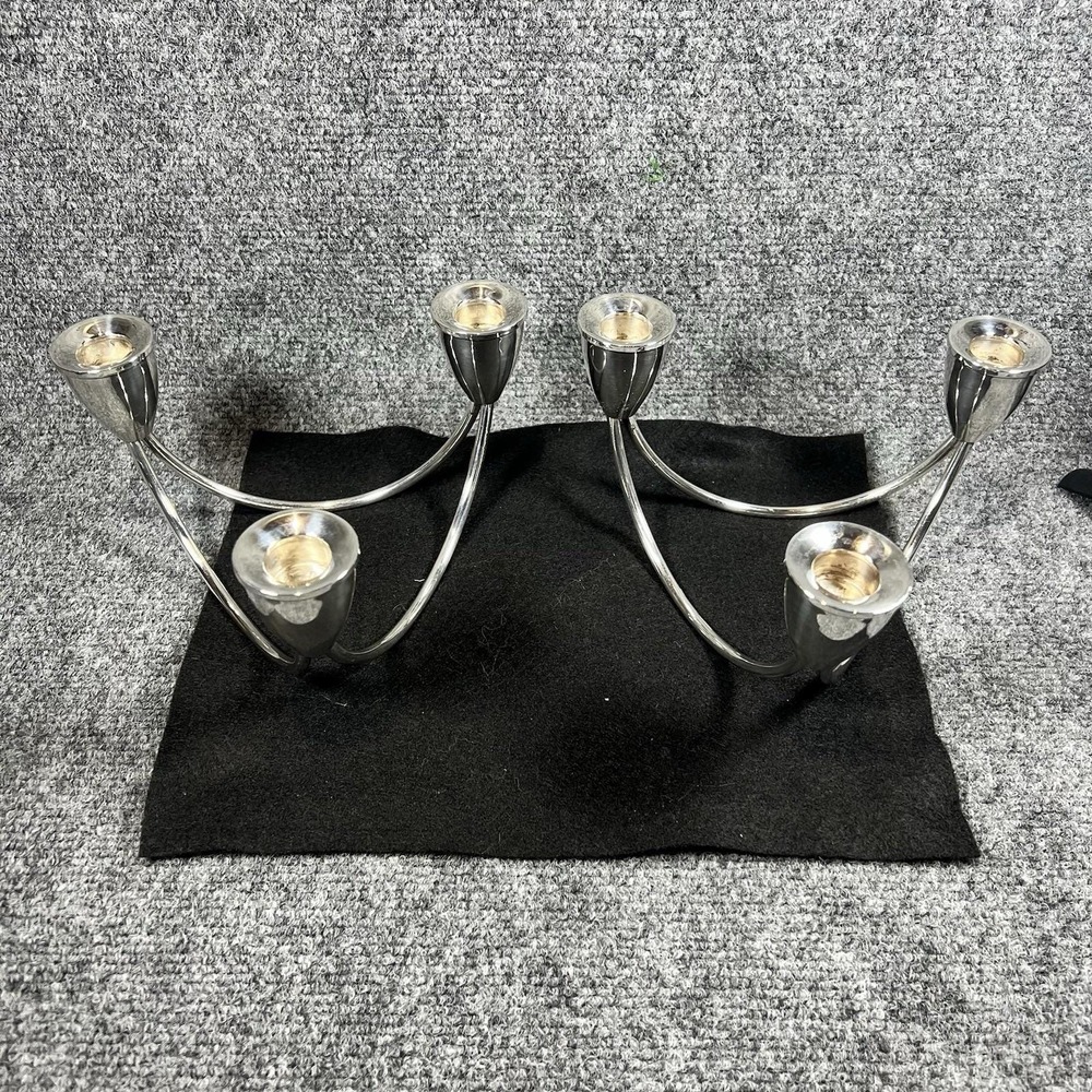 Duchin Creation MCM Sterling Silver Triple Candle Holders Set Of 2